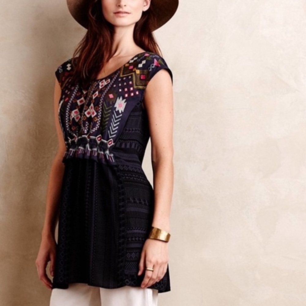 Anthro One September Barranco Embroidered Tunic